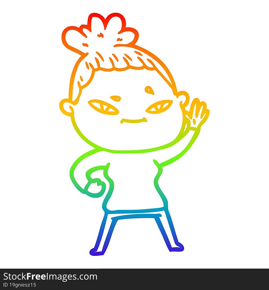 rainbow gradient line drawing of a cartoon woman