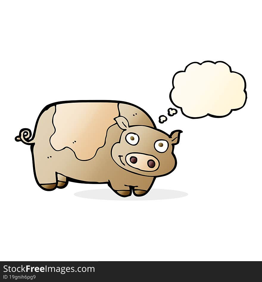 Cartoon Pig With Thought Bubble