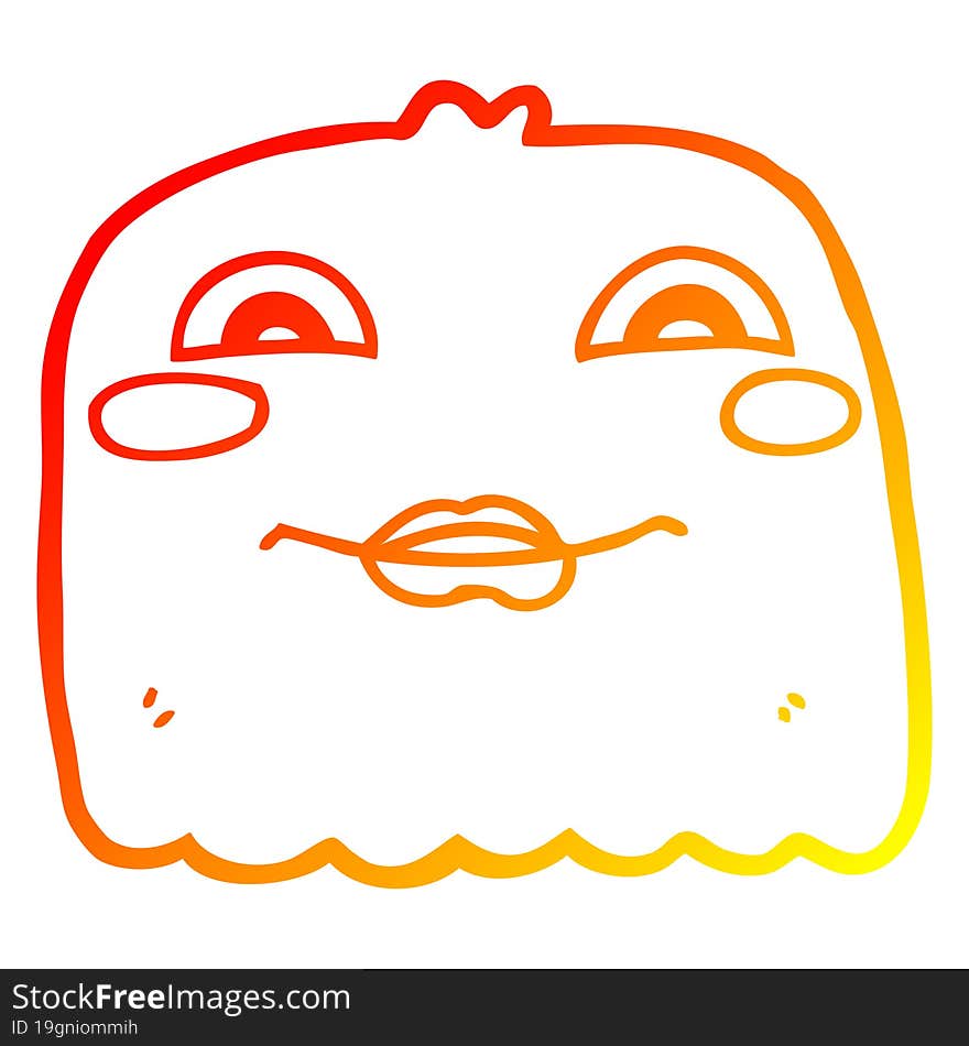 warm gradient line drawing of a cartoon ghost