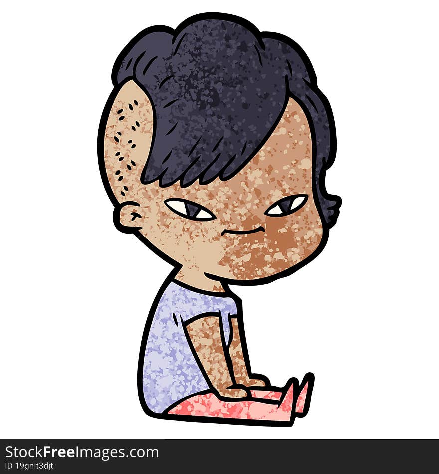 cute cartoon girl with hipster haircut. cute cartoon girl with hipster haircut