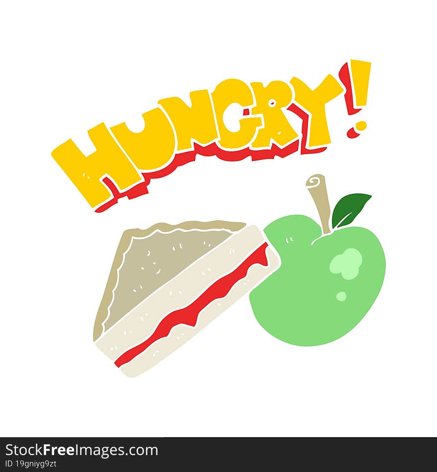 flat color illustration of a cartoon packed lunch