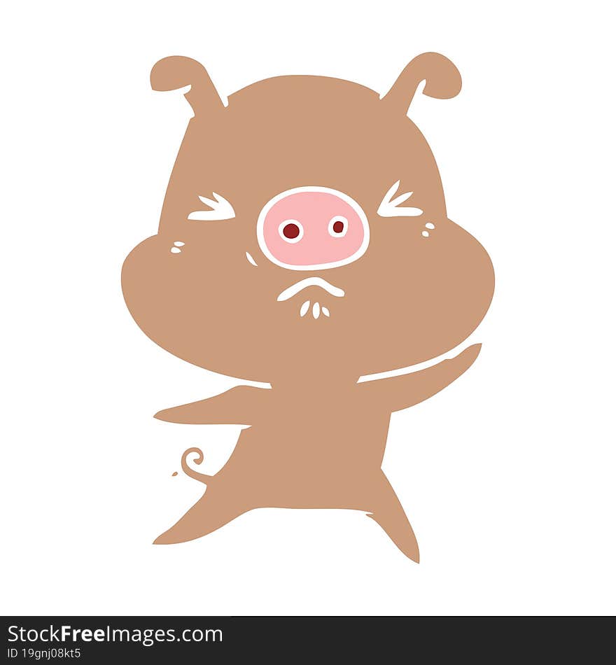 flat color style cartoon angry pig