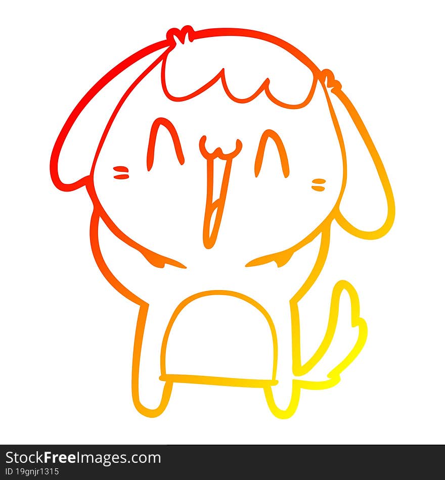 warm gradient line drawing of a cute cartoon dog