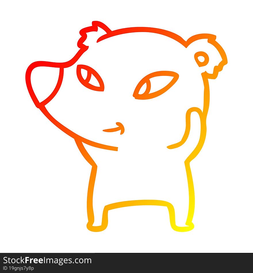 warm gradient line drawing cute cartoon bear