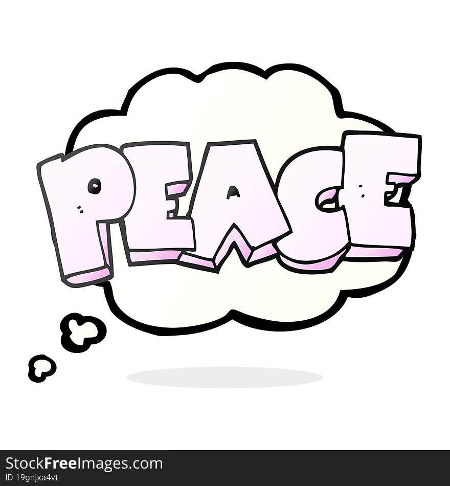 thought bubble cartoon word peace