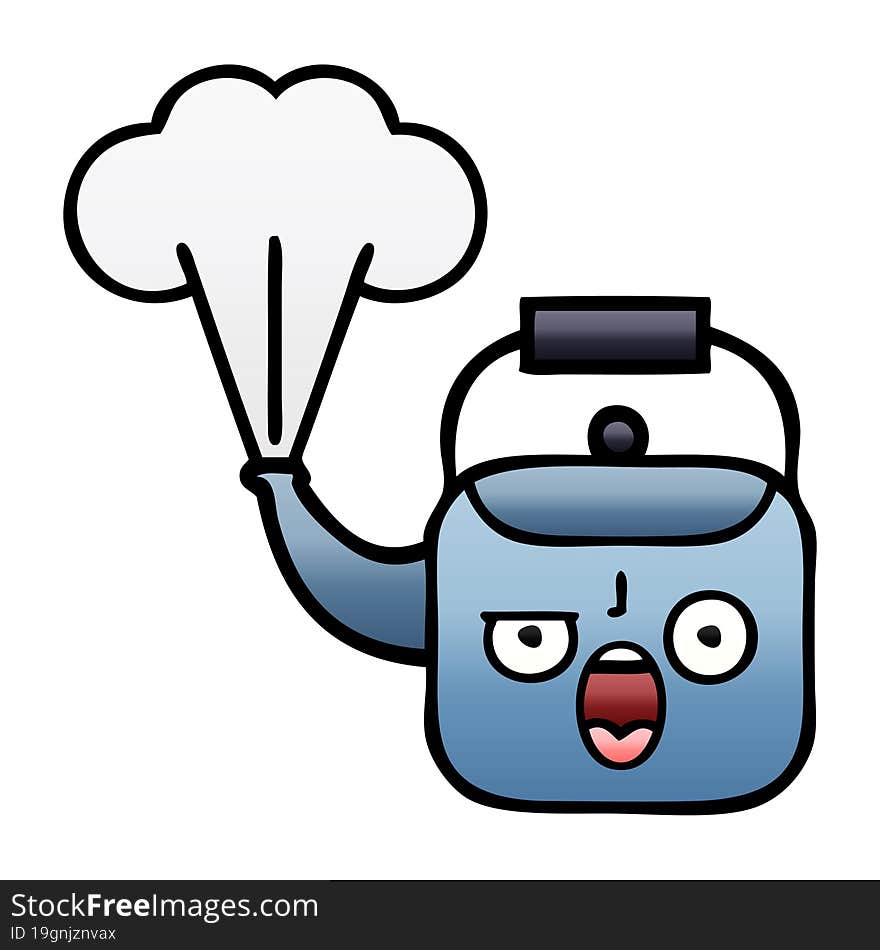 gradient shaded cartoon steaming kettle