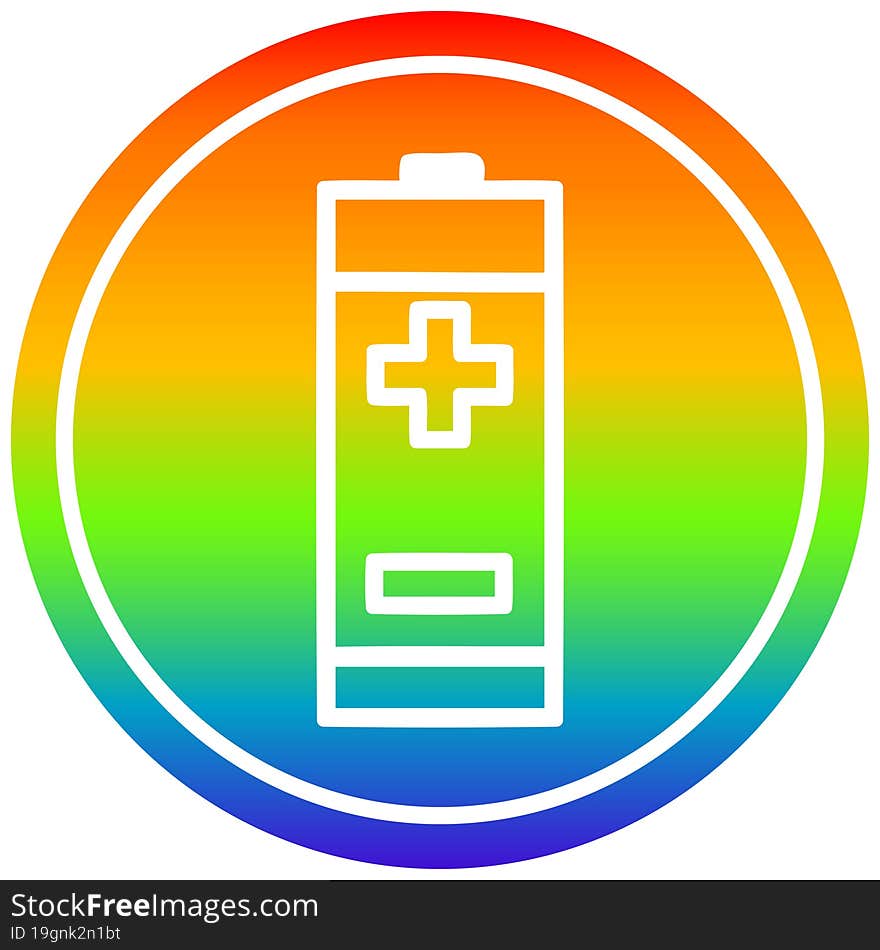 battery circular in rainbow spectrum