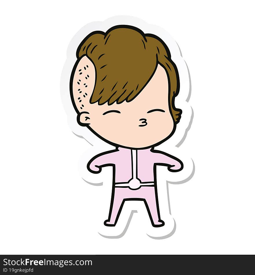 Sticker Of A Cartoon Girl Wearing Futuristic Clothes