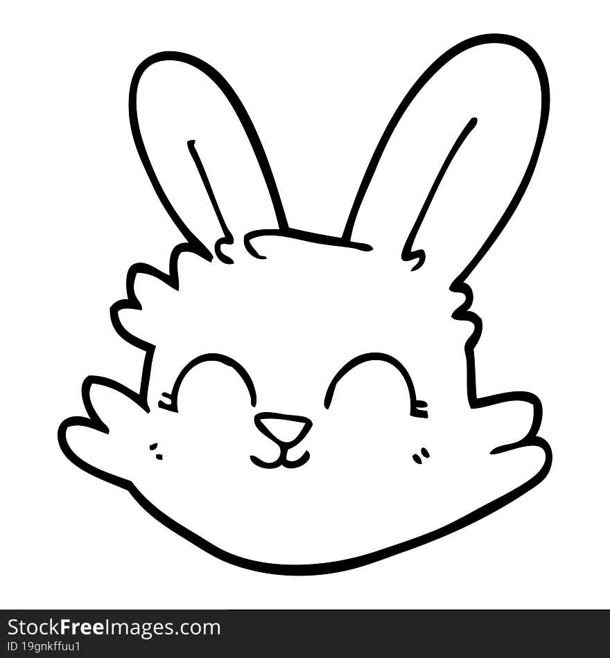 line drawing cartoon happy rabbit