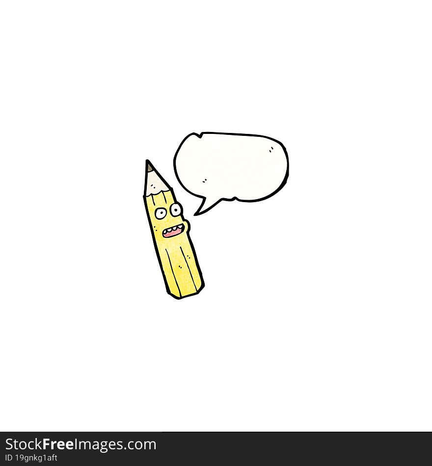 Cartoon Pencil With Speech Bubble