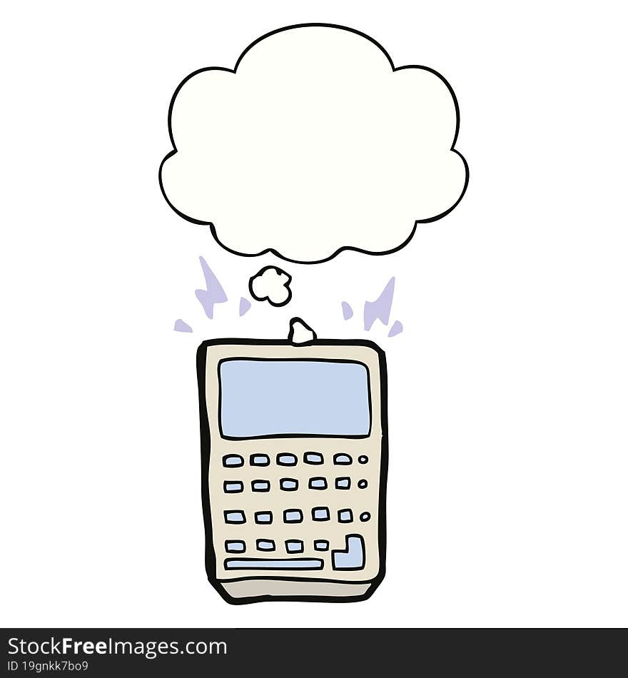 Cartoon Calculator And Thought Bubble