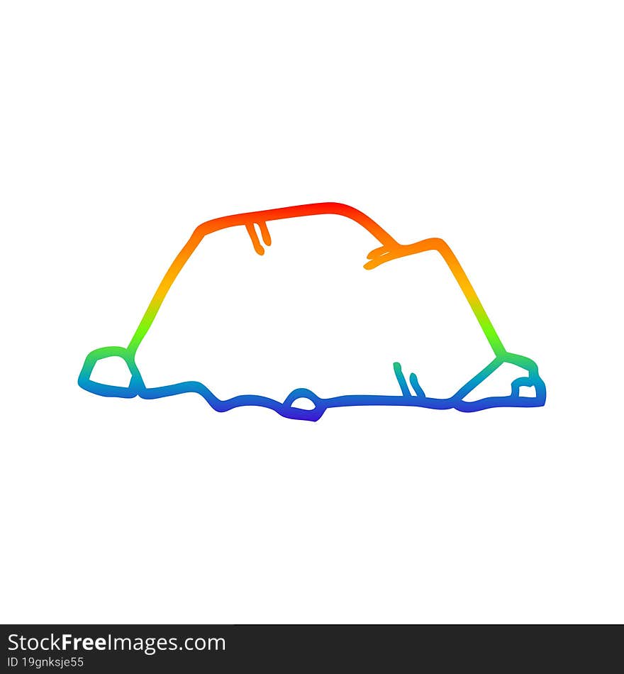 rainbow gradient line drawing cartoon rock