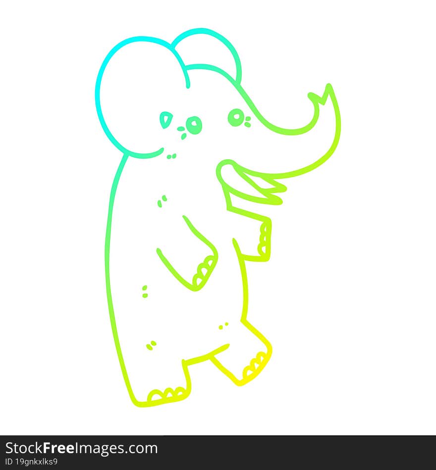 cold gradient line drawing cartoon elephant