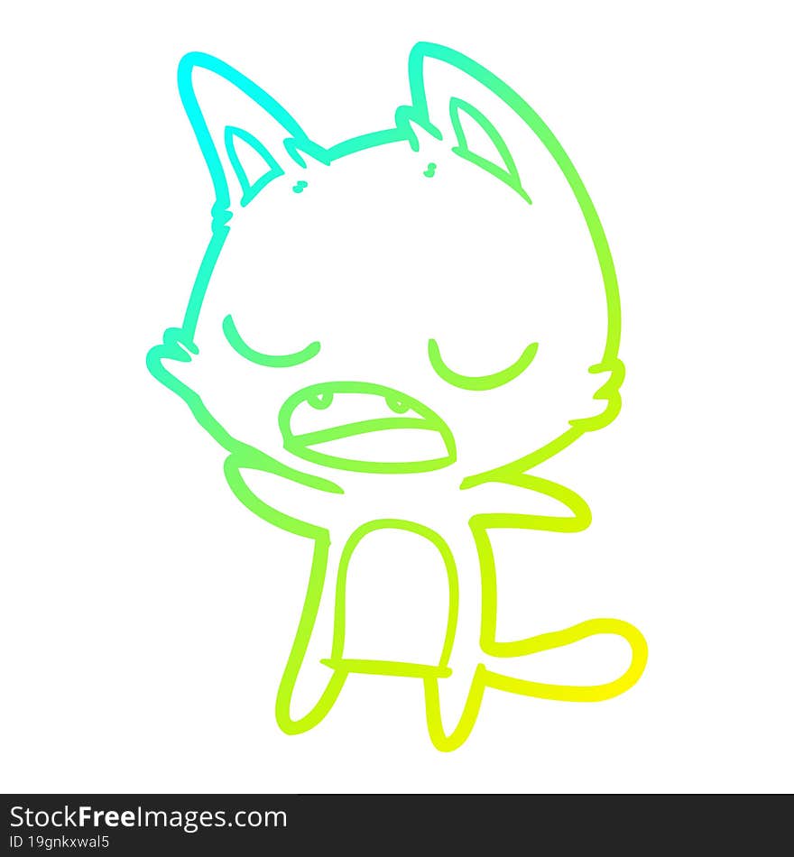 Cold Gradient Line Drawing Talking Cat Cartoon