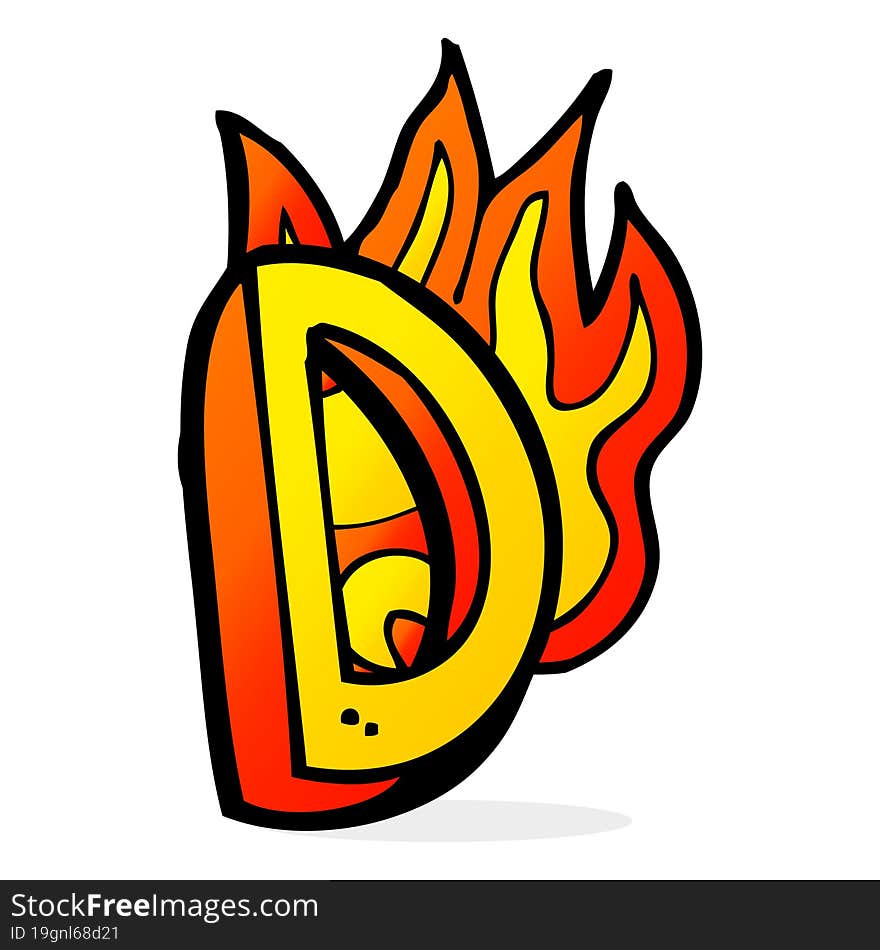 cartoon flaming letter