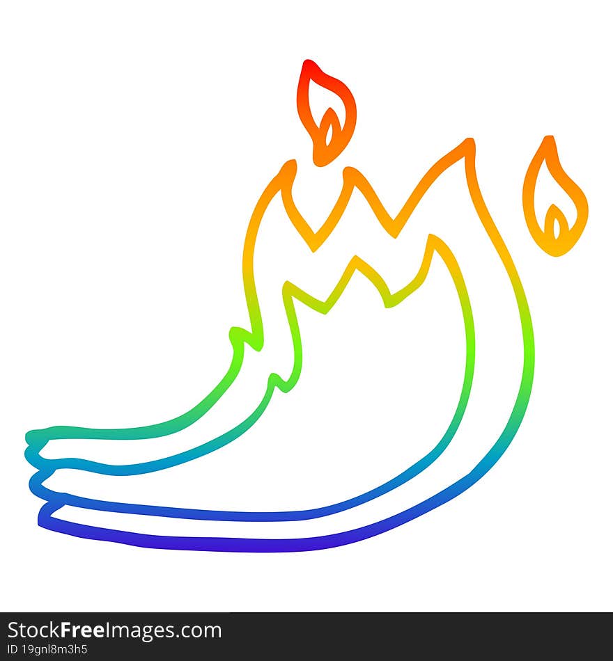 rainbow gradient line drawing cartoon fire flame