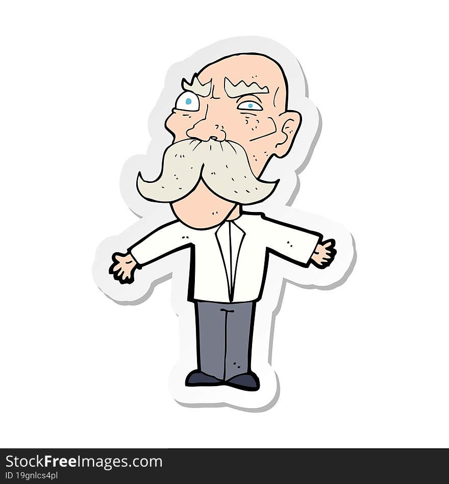 sticker of a cartoon angry old man