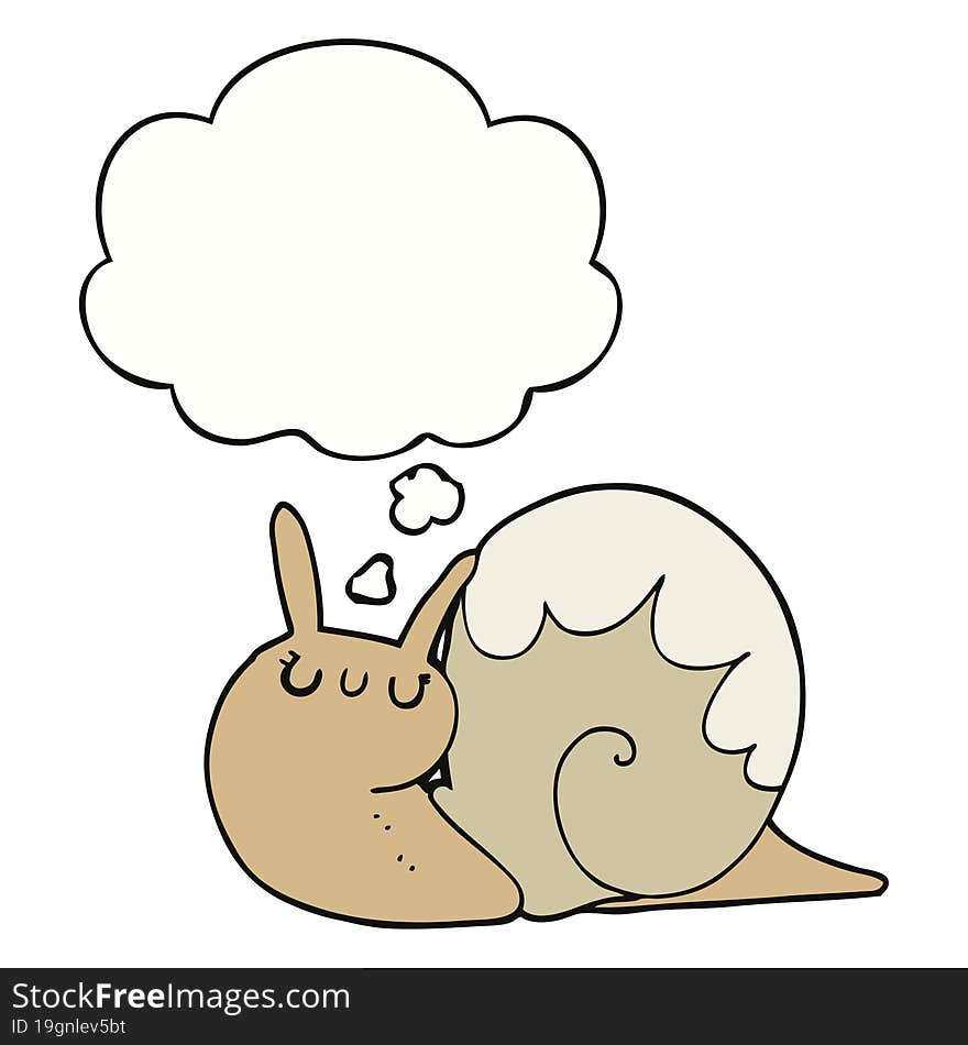 cute cartoon snail and thought bubble