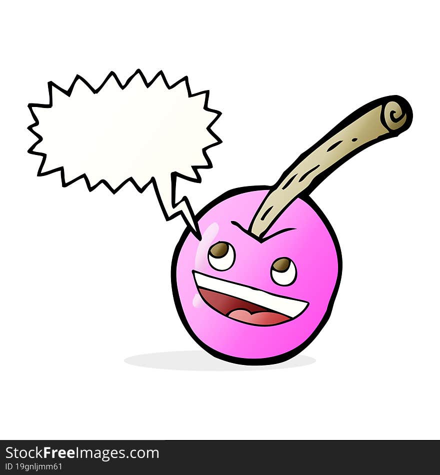 Cartoon Pink Cherry Symbol With Speech Bubble