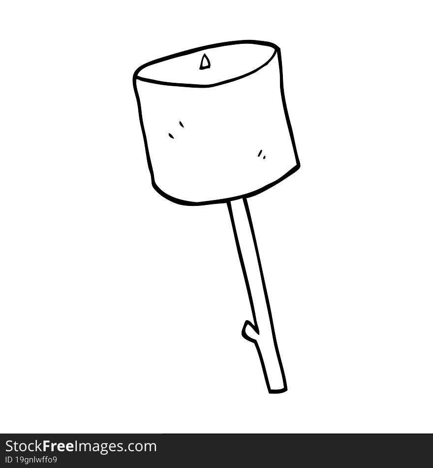 line drawing cartoon marshmallow on stick