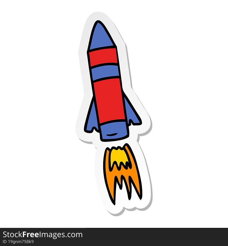 sticker cartoon doodle of a space rocket