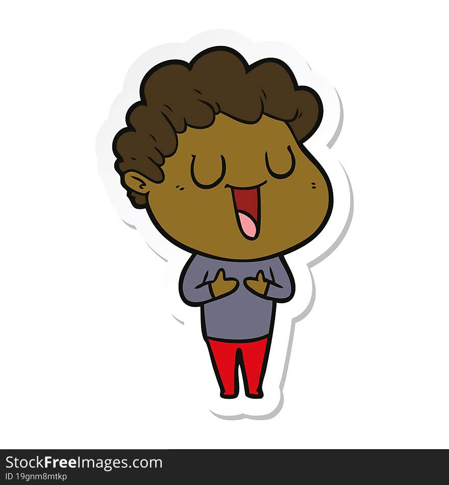 sticker of a laughing cartoon man