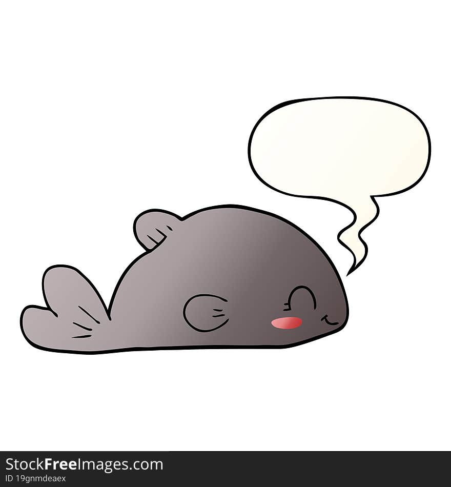 cartoon fish and speech bubble in smooth gradient style