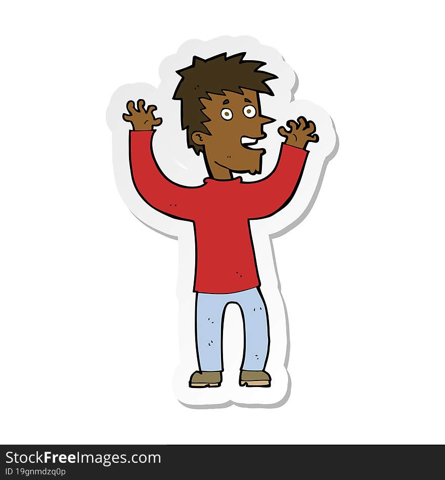 sticker of a cartoon excited man