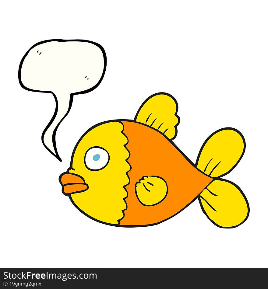 freehand drawn speech bubble cartoon fish