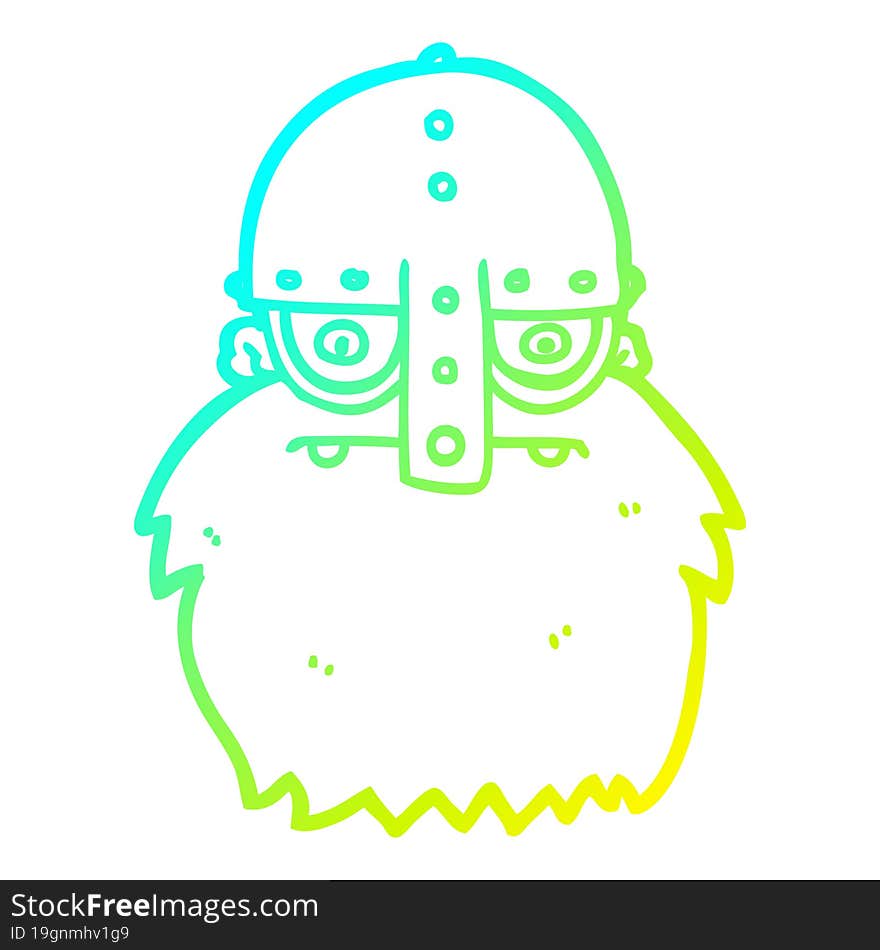 cold gradient line drawing of a cartoon viking face