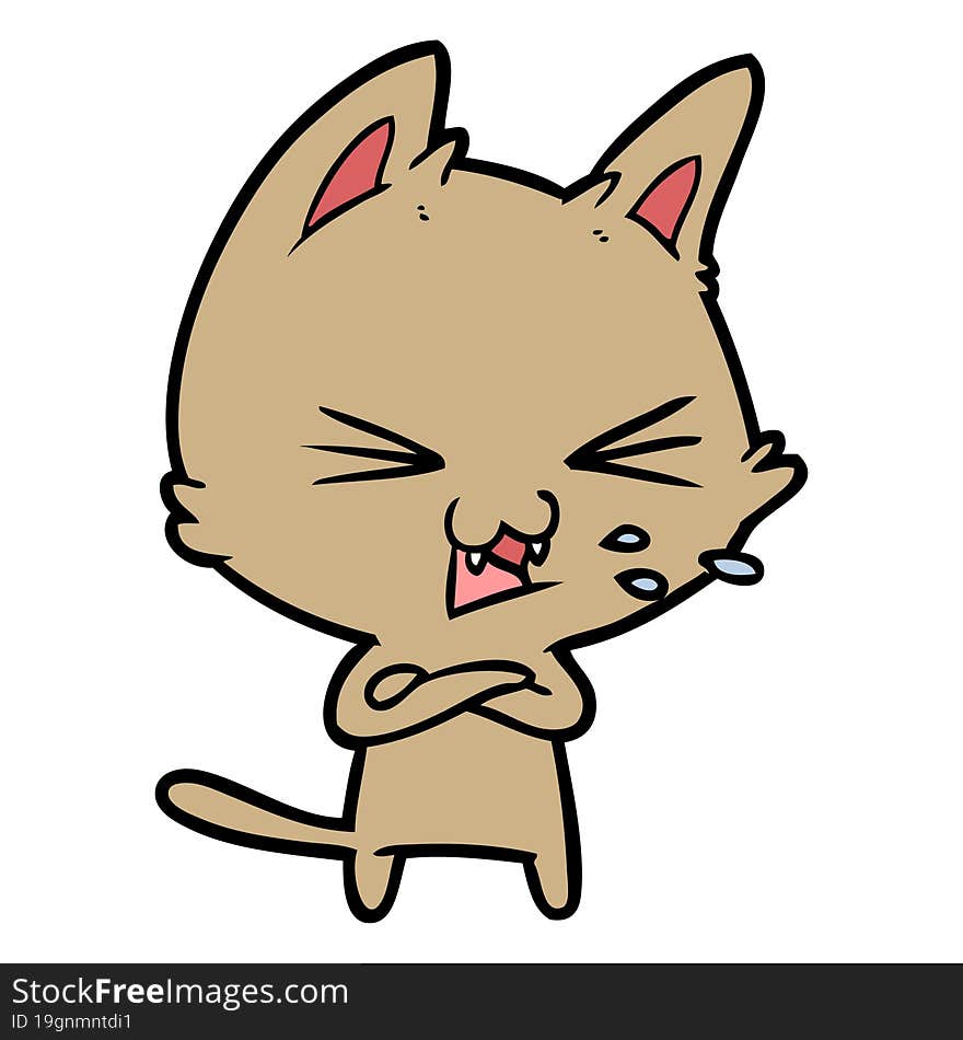 cartoon cat hissing. cartoon cat hissing