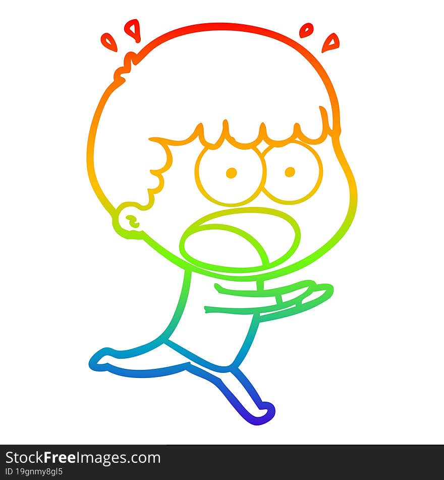 rainbow gradient line drawing cartoon shocked man