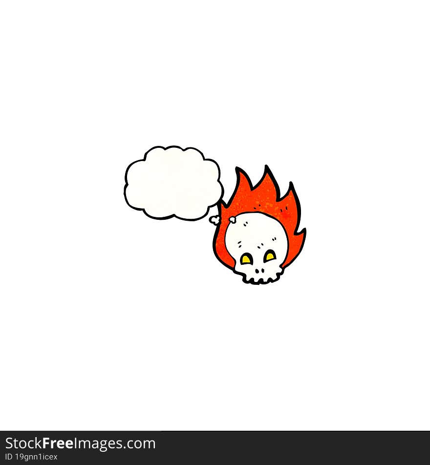 spooky flaming skull cartoon