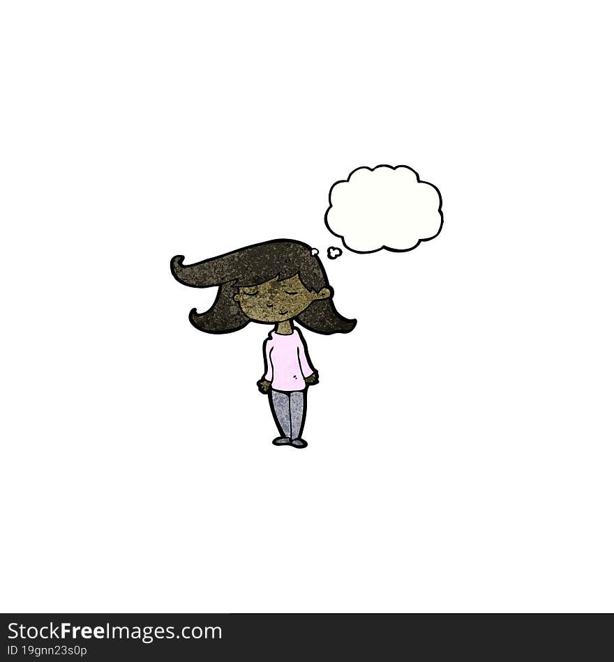 cartoon girl with thought bubble