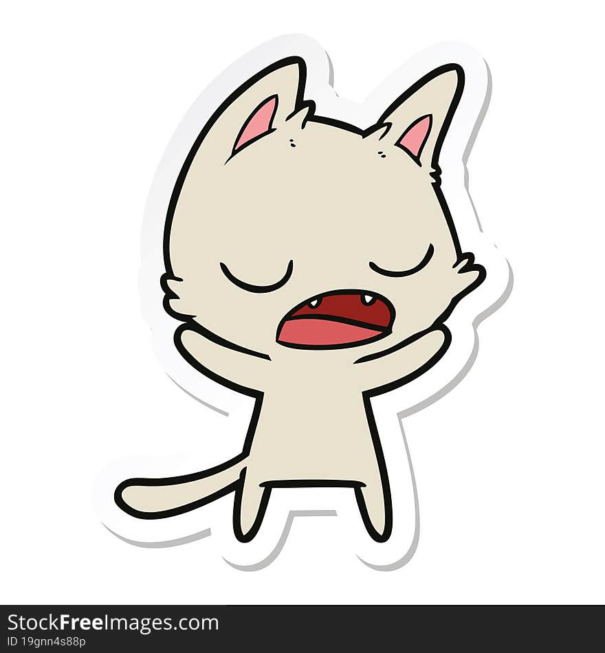 sticker of a talking cat cartoon