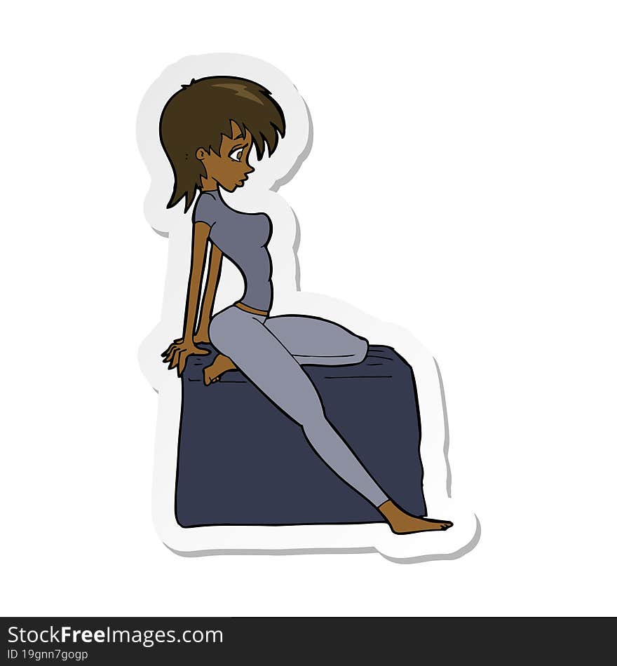 Sticker Of A Cartoon Pin Up Pose Girl