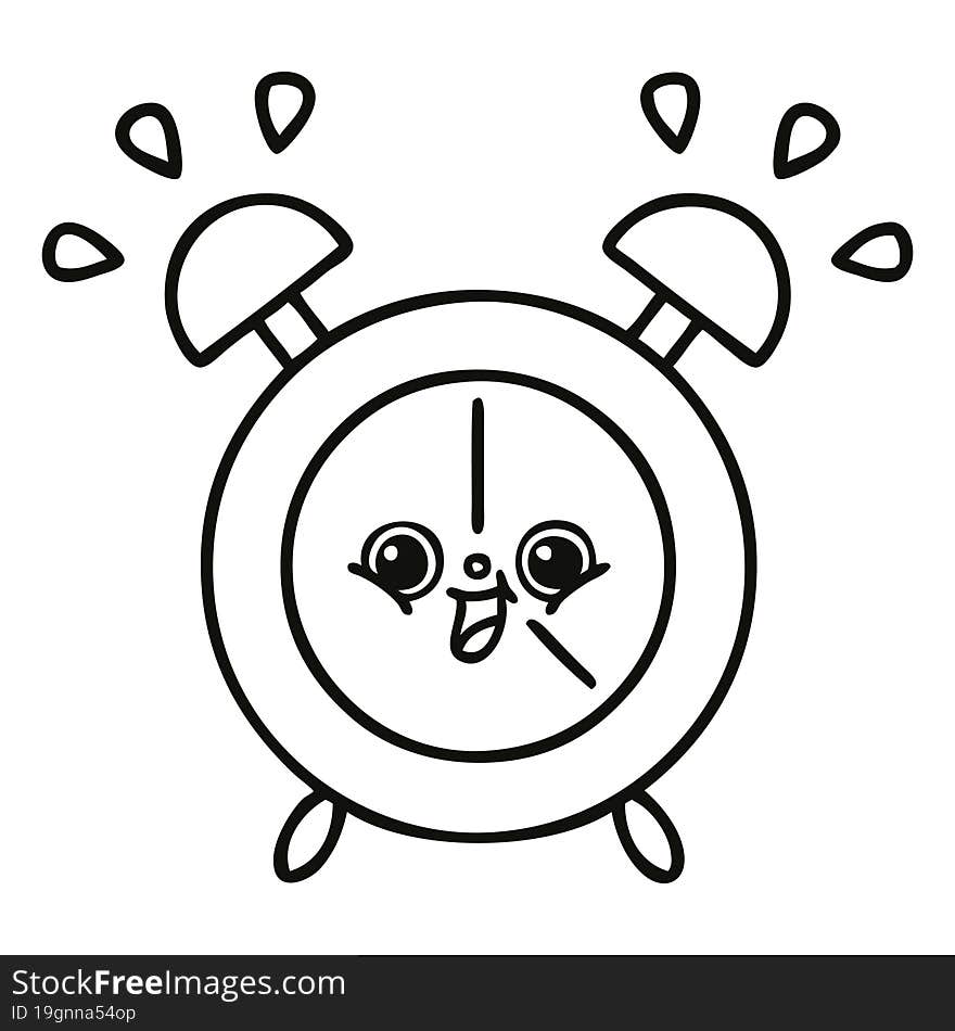 line drawing cartoon alarm clock