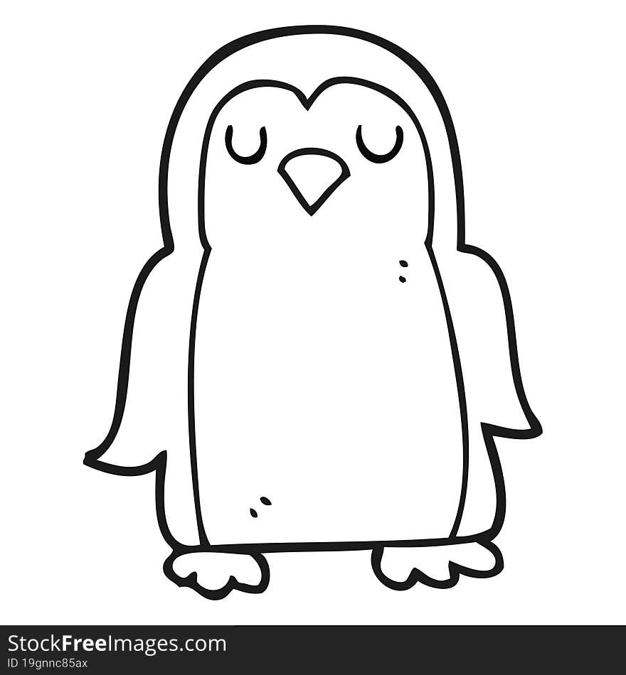 black and white cartoon bird