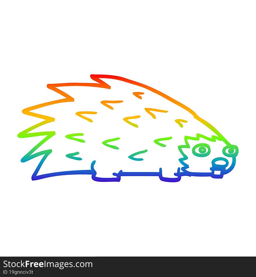 rainbow gradient line drawing cartoon spiky hedgehog