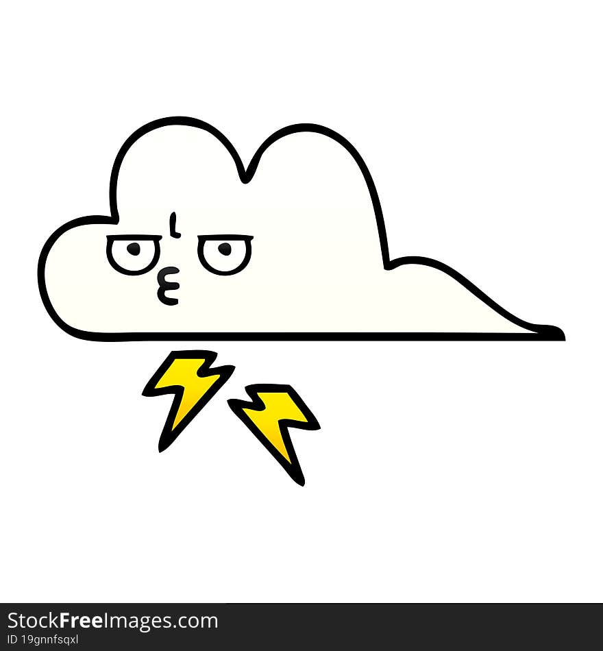 Gradient Shaded Cartoon Thunder Cloud