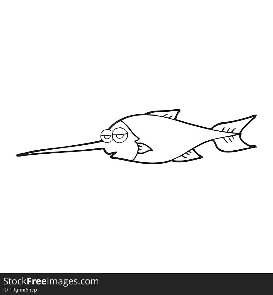 black and white cartoon swordfish