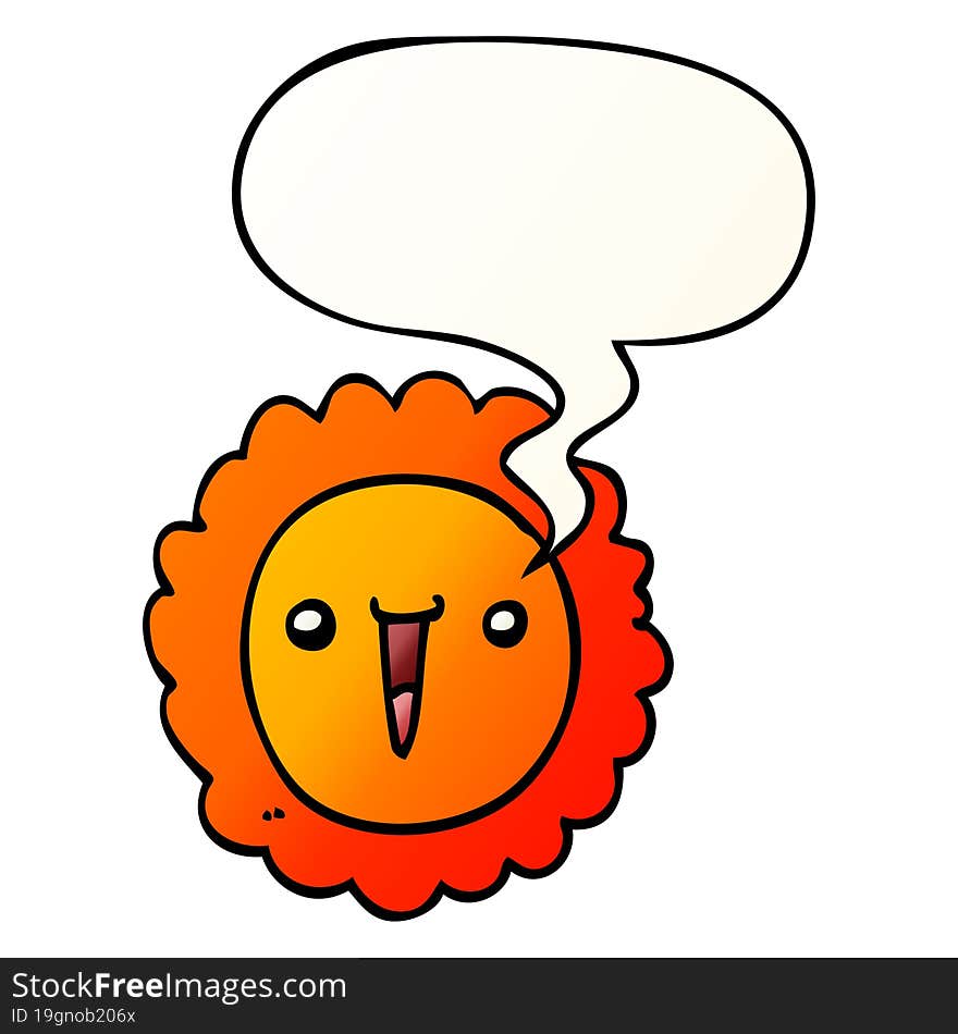 Cartoon Sunflower And Speech Bubble In Smooth Gradient Style