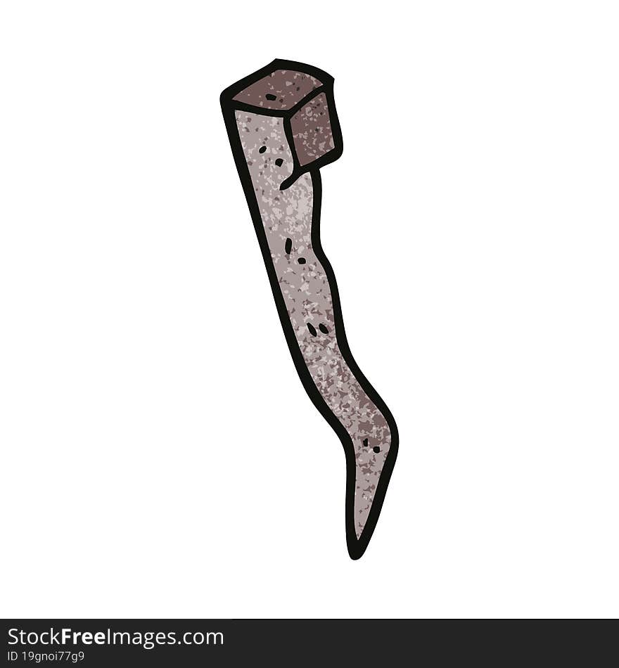 cartoon doodle old bent iron nail