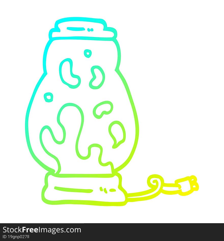 cold gradient line drawing of a cartoon lava lamp