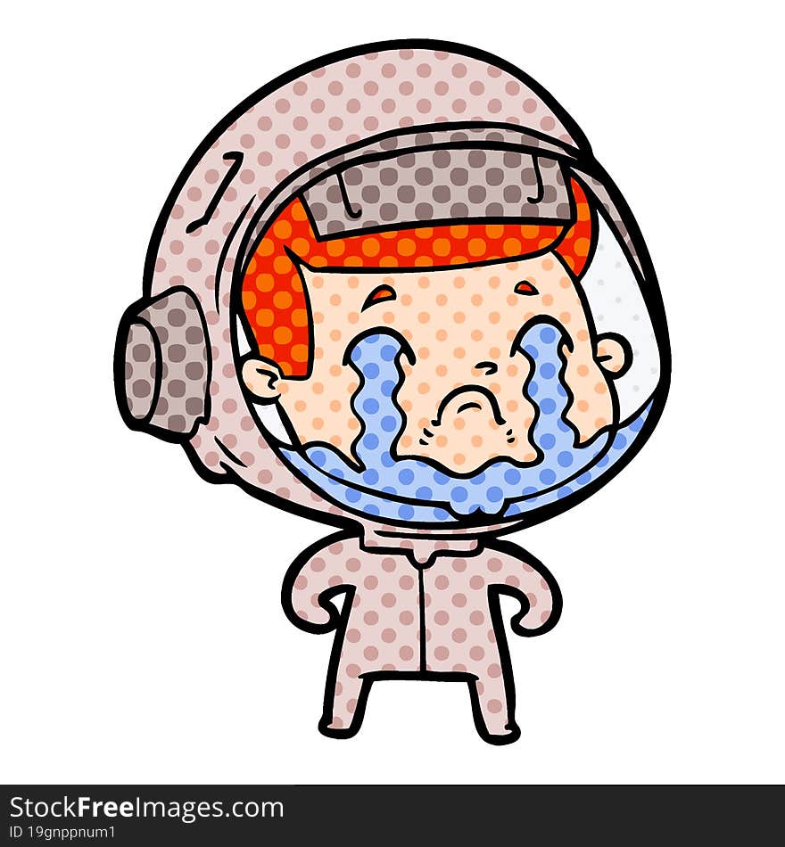 cartoon crying astronaut. cartoon crying astronaut