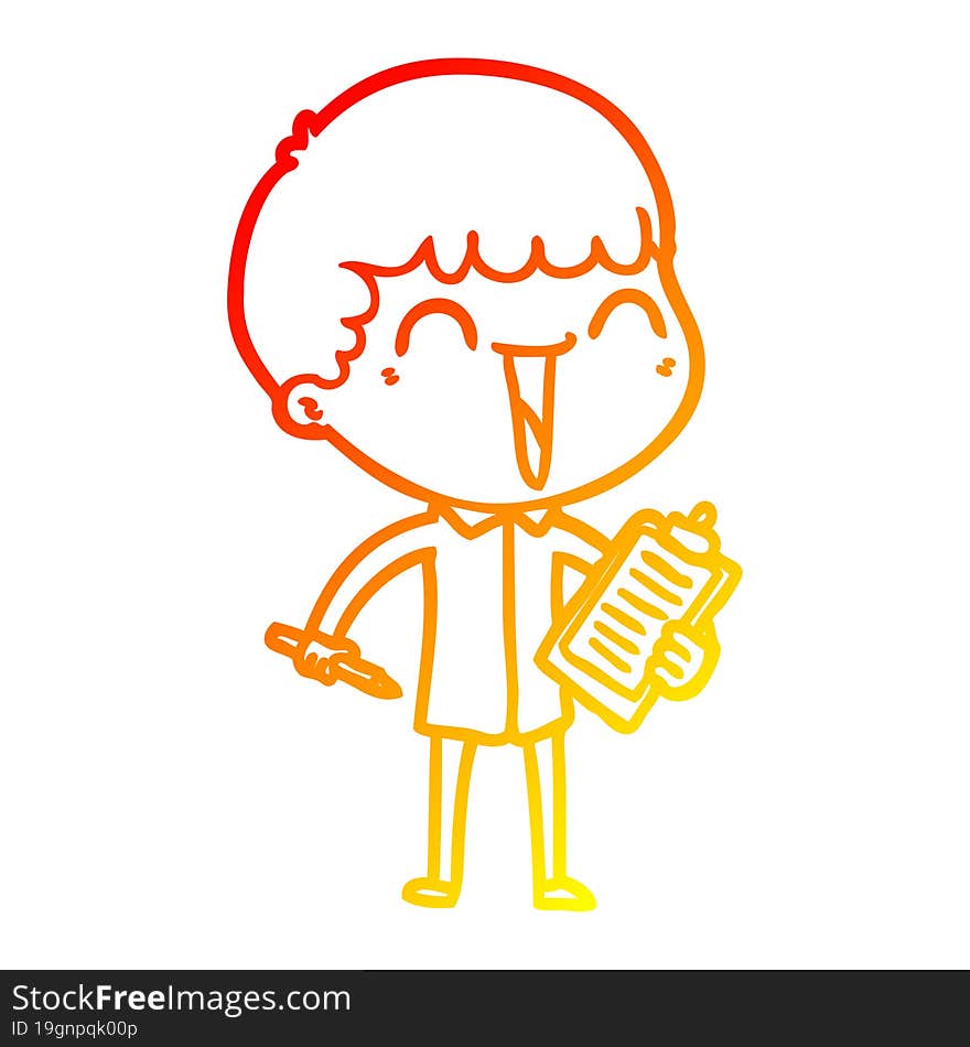 warm gradient line drawing of a cartoon happy man