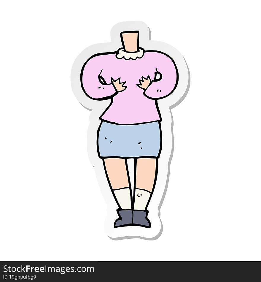 sticker of a cartoon female body