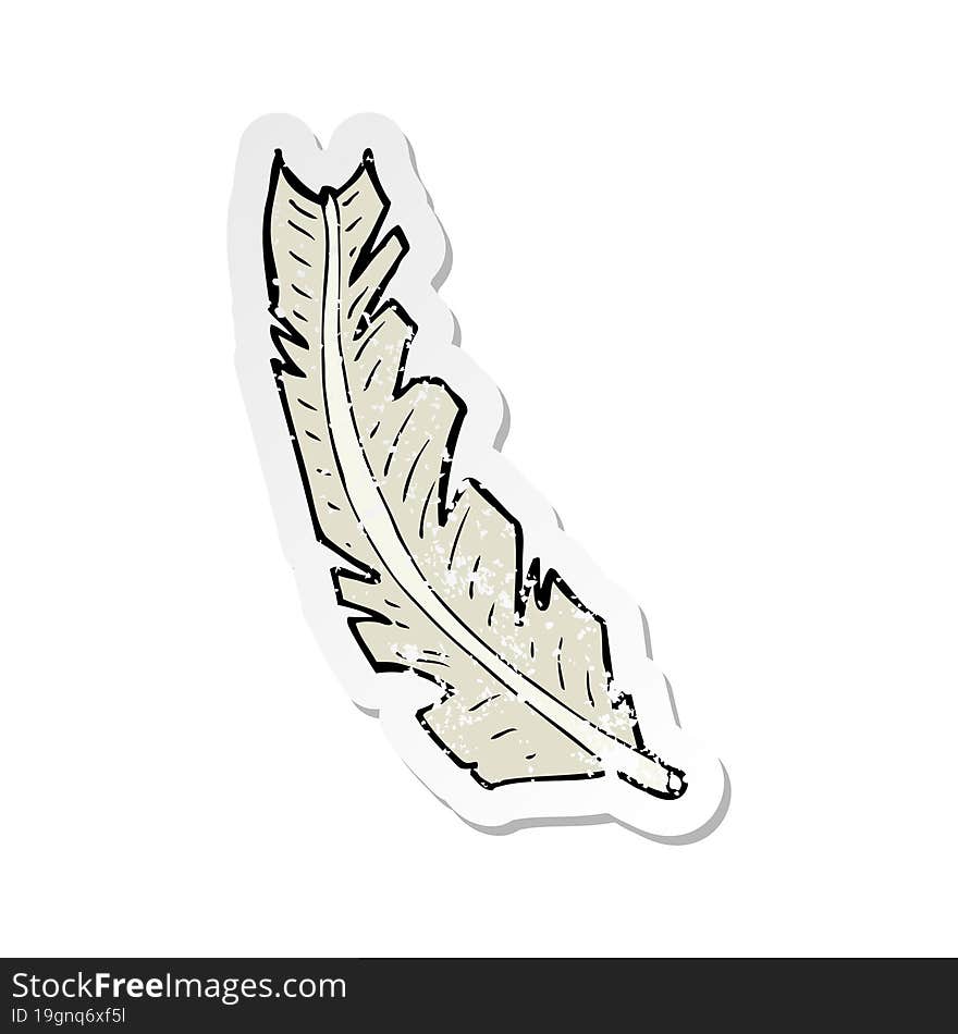 retro distressed sticker of a cartoon feather