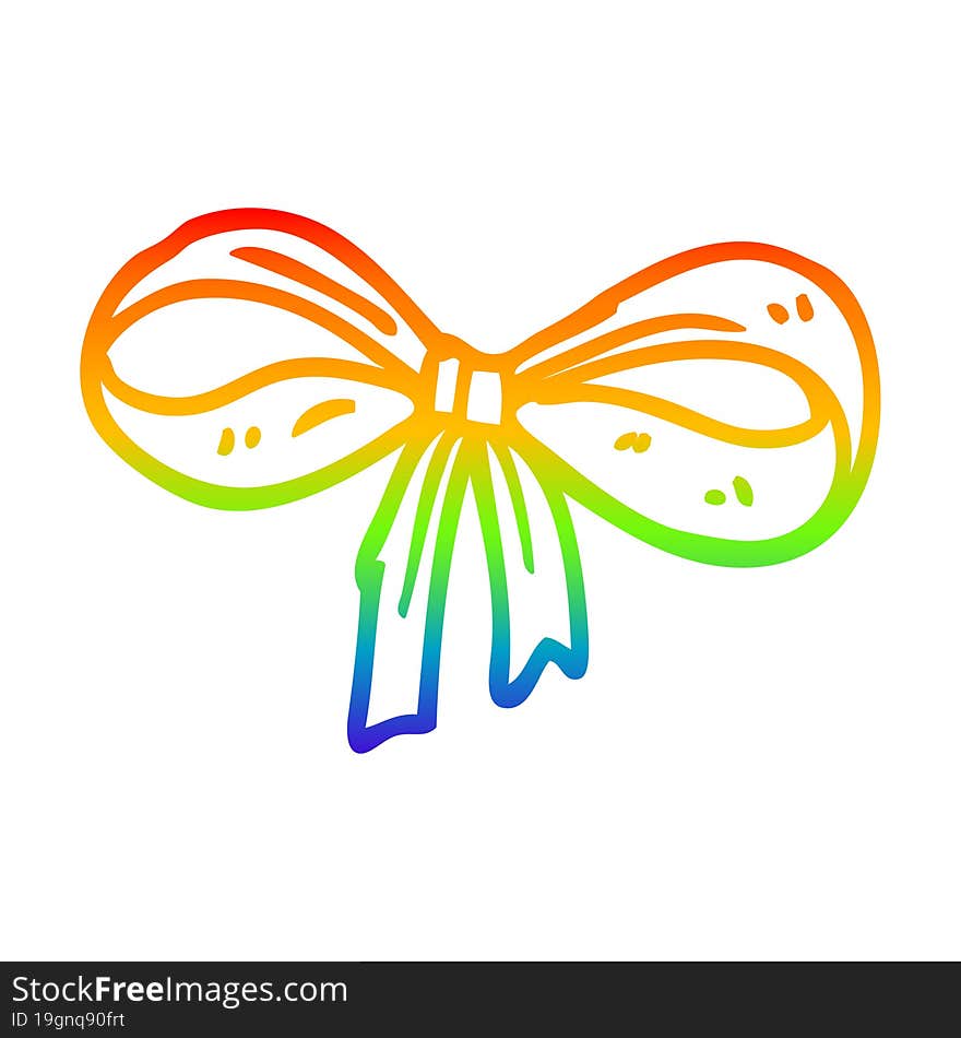 rainbow gradient line drawing cartoon tied bow