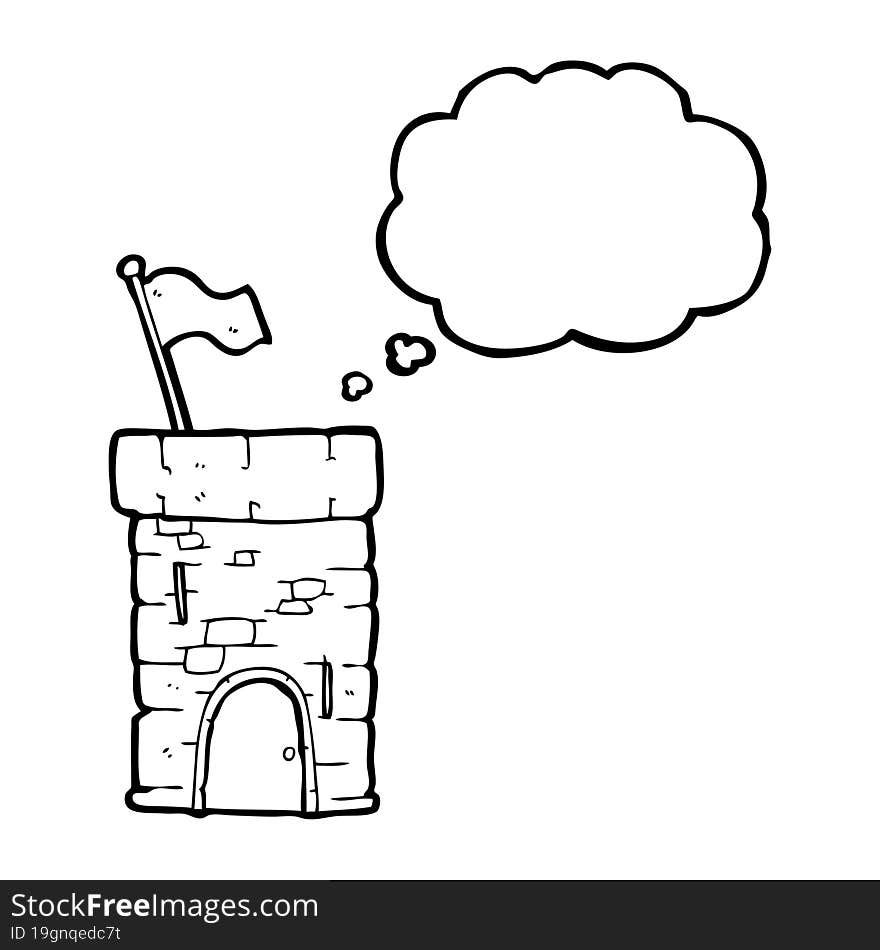 thought bubble cartoon old castle tower